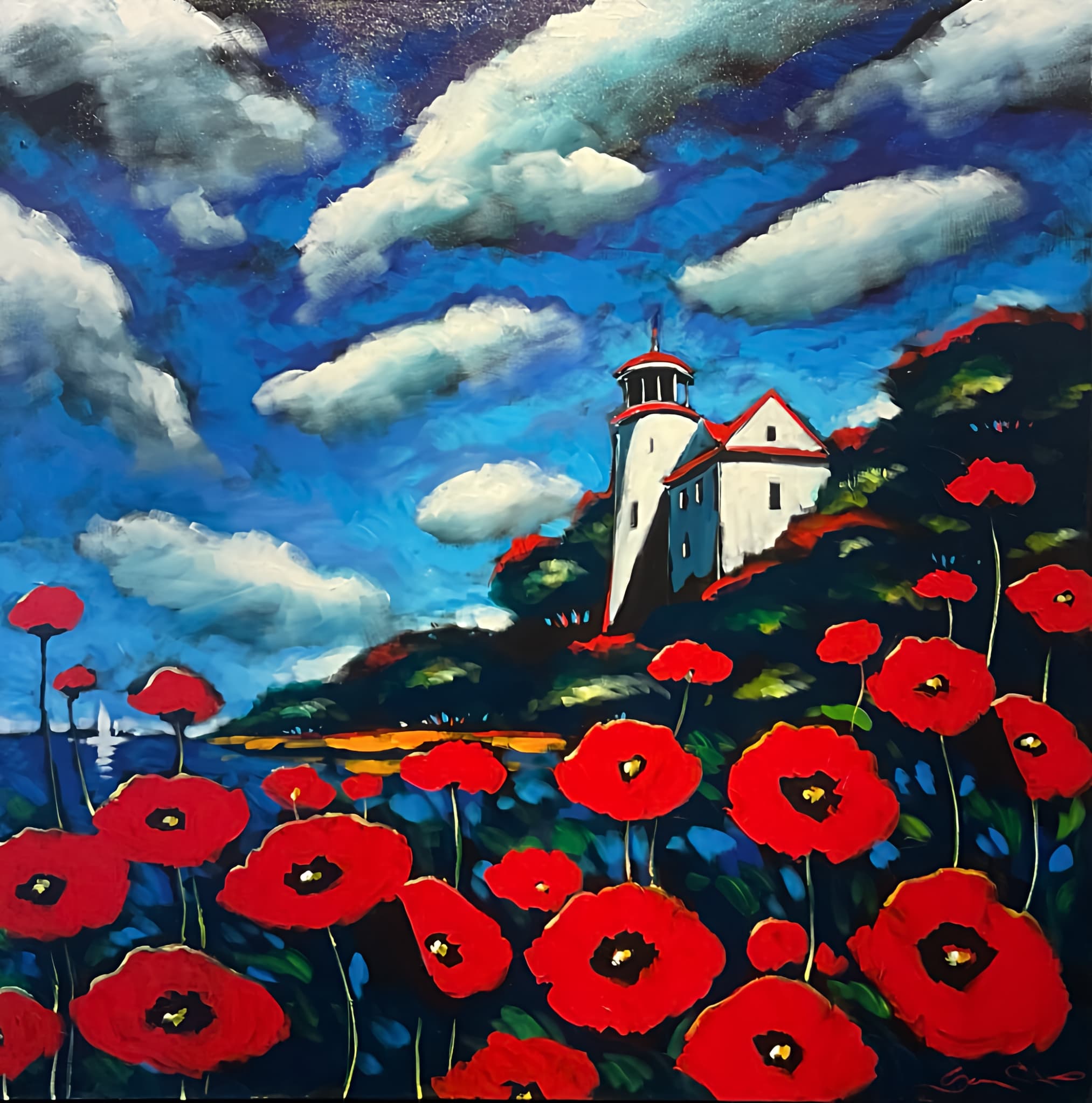 Lighthouse & Poppies (Coastal Romance)